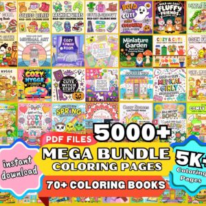 5000+ Coloring Pages Ultimate Bundle, Coloring Book Bundle, Girl Moments, Cute Cozy Comfy, Digital Coloring, Coloring Pages, Stress Relief